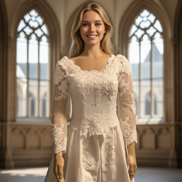 Gorgeous Wedding gown 10 White long train being dry cleaned - Picture 1 of 9